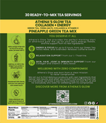 Athena's Glow Tea Collagen + Energy Pineapple Green Tea Mix packaging with Nutrition Facts & Ingredients